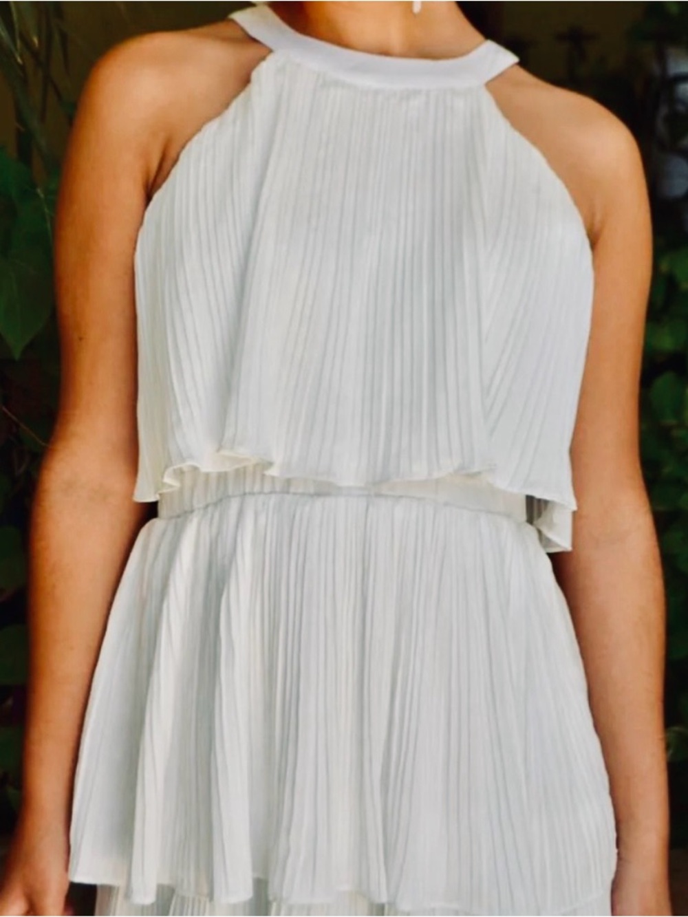 Cato White Ruffle Halter Dress